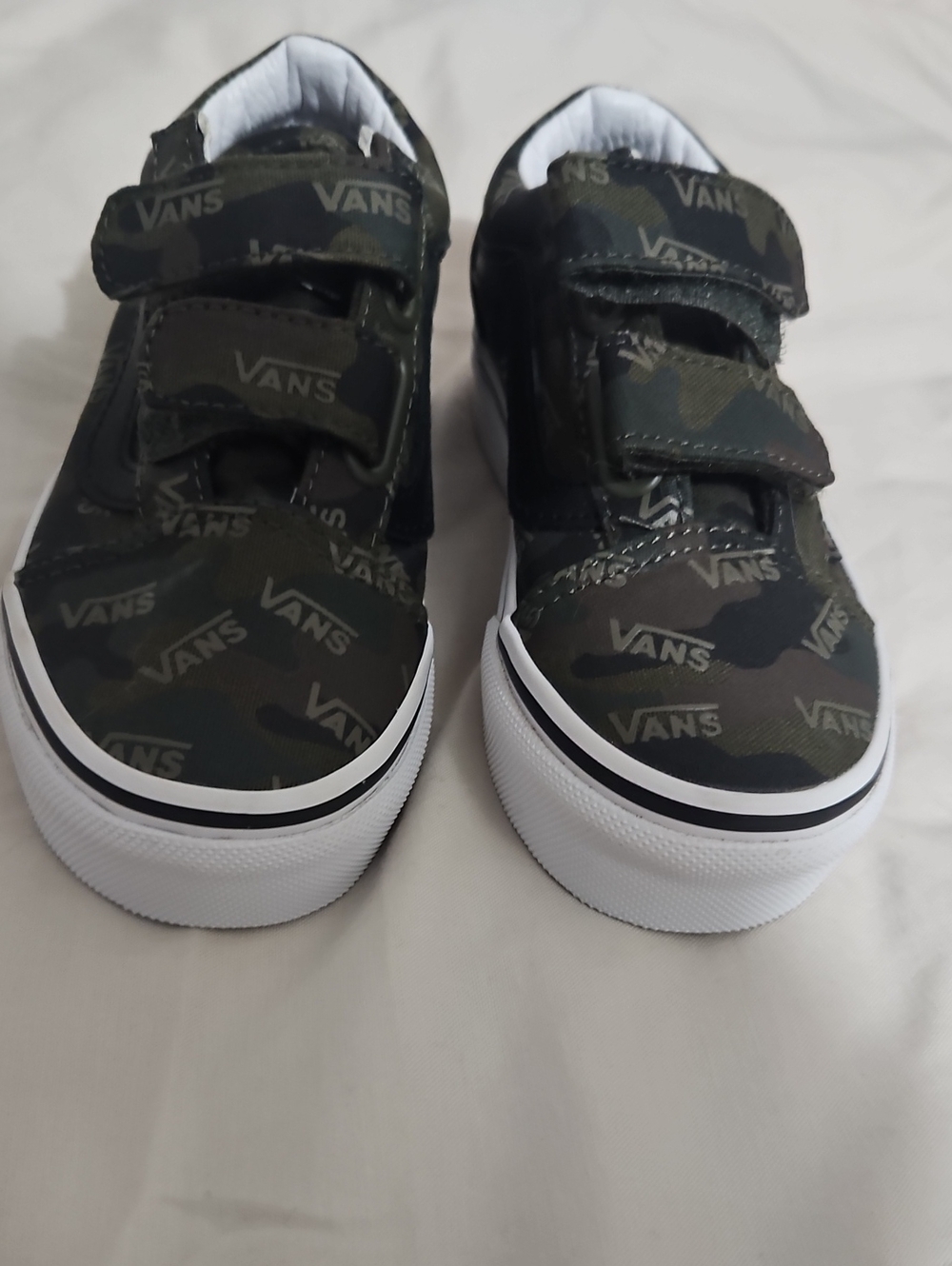Vans Kids Camouflage Logo Velcro Sneakers - Olive Green & Black